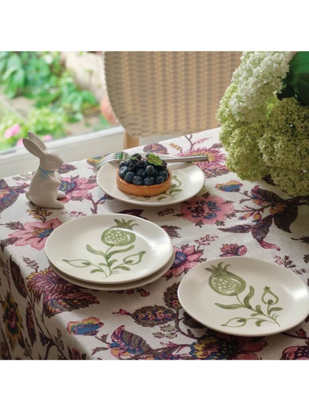 NWT, Threshold- 4pk 6" Stoneware Aralia Appetizer Plates, Hand Painted- Green